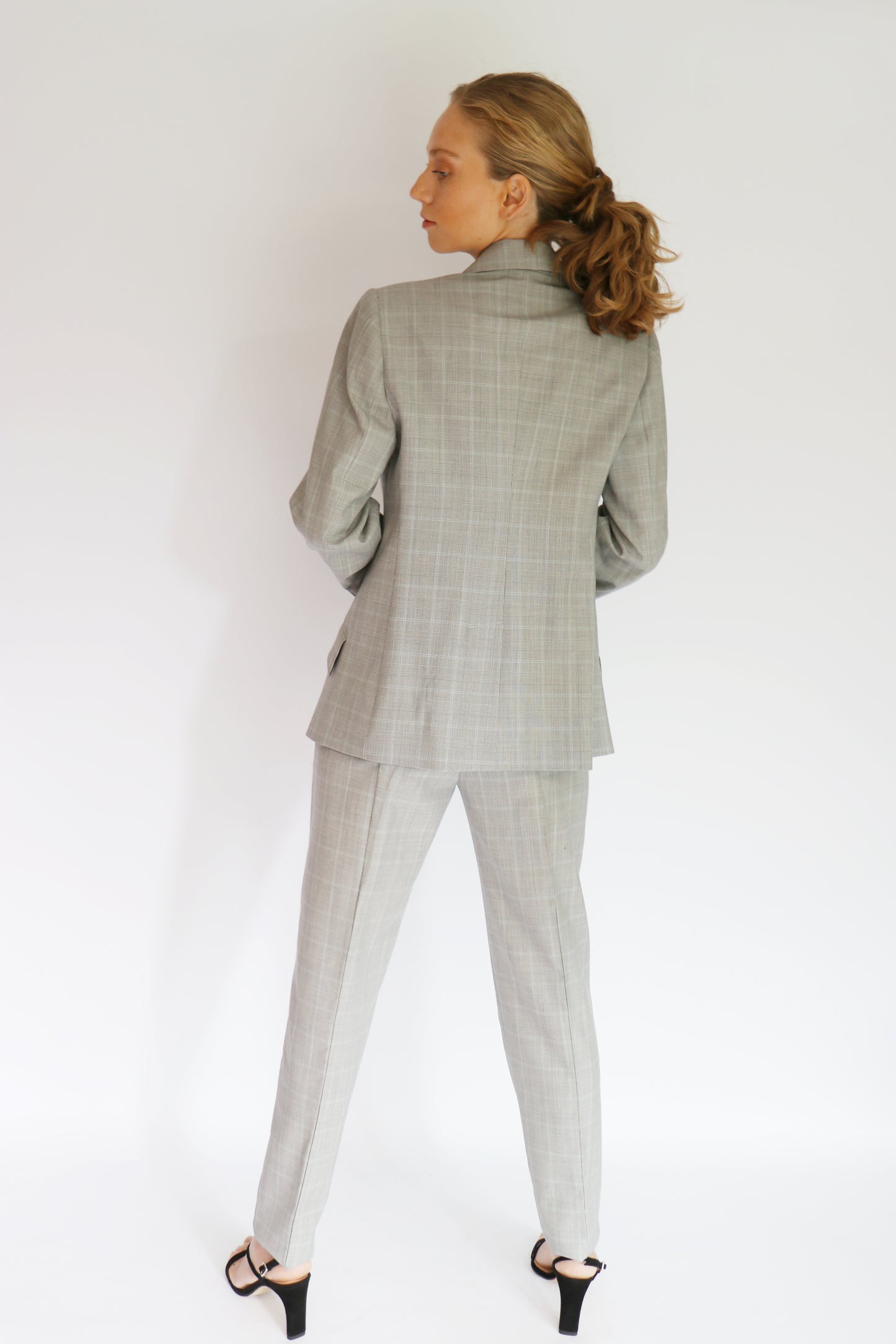 Blazer Clasic cuadrille gris claro