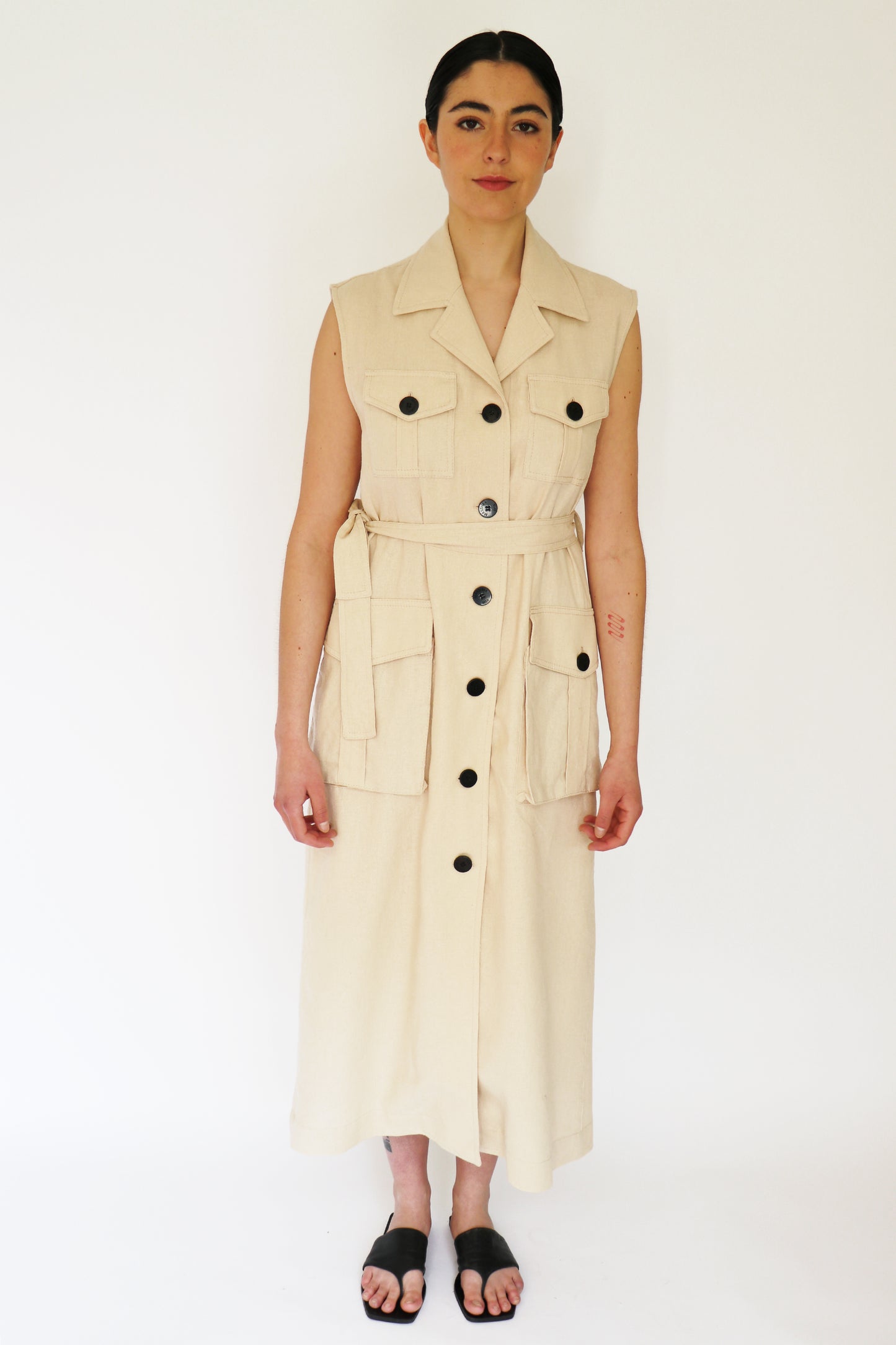 Vestido Cargo largo beige