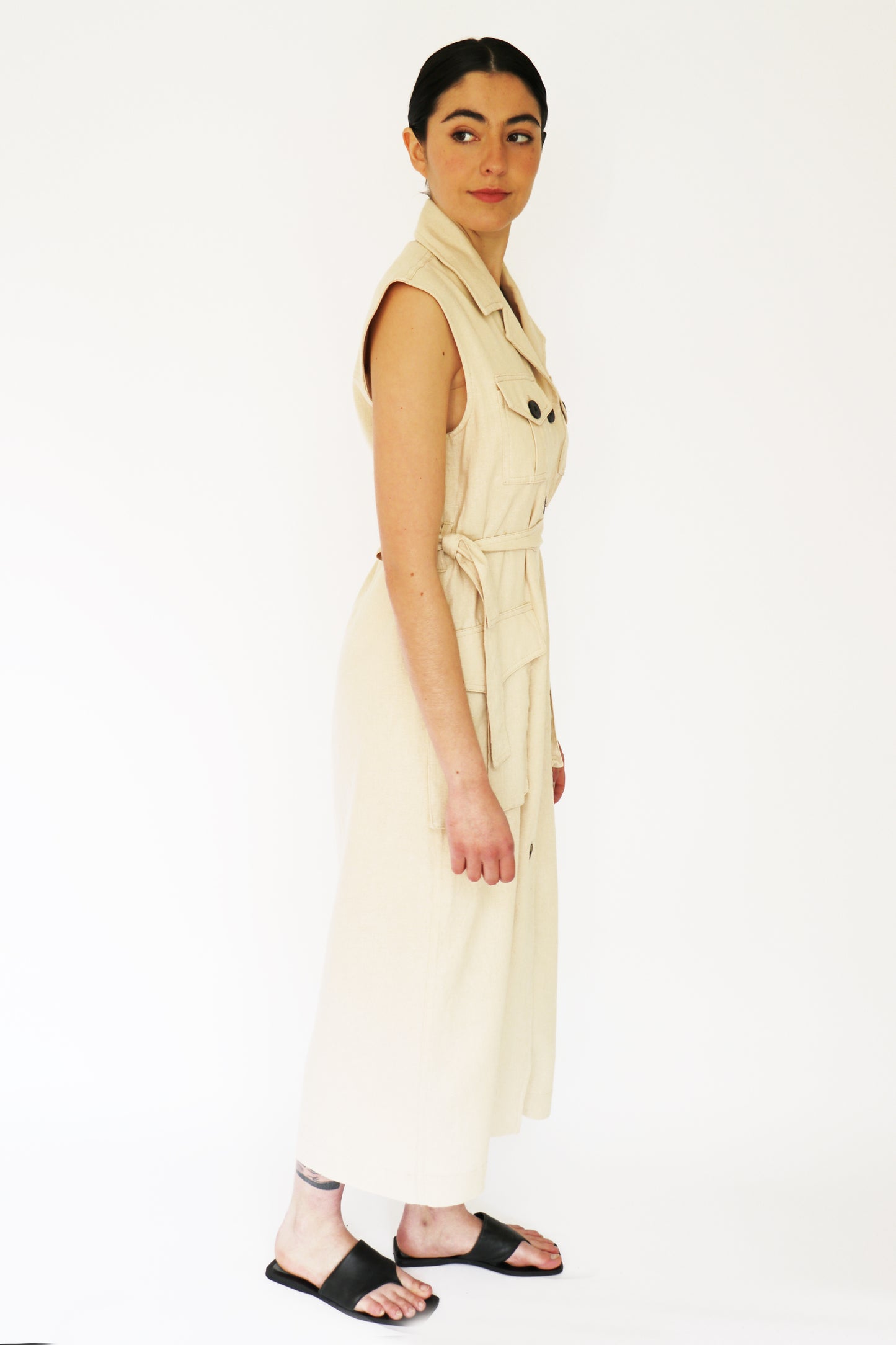 Vestido Cargo largo beige
