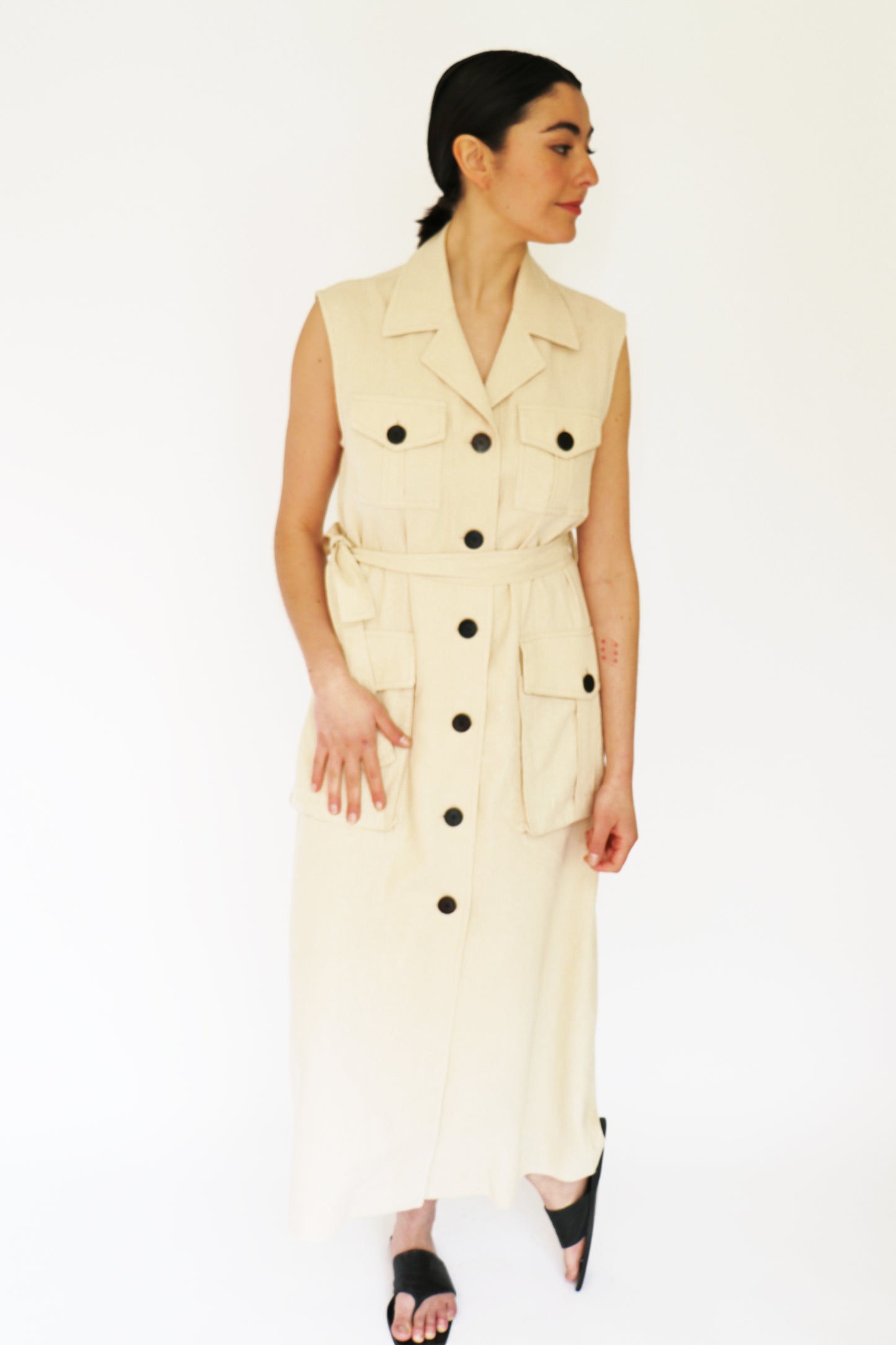 Vestido Cargo largo beige