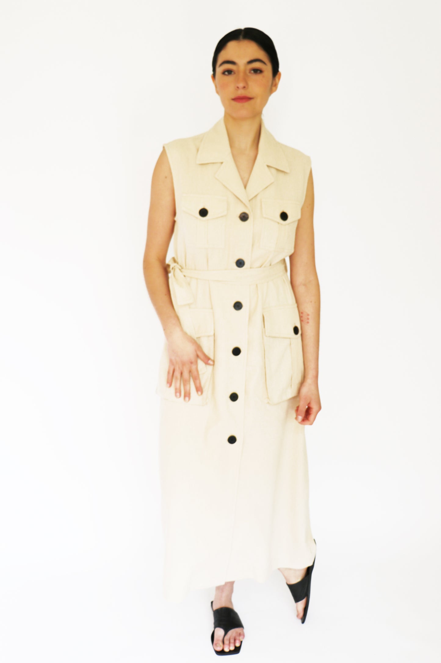 Vestido Cargo largo beige