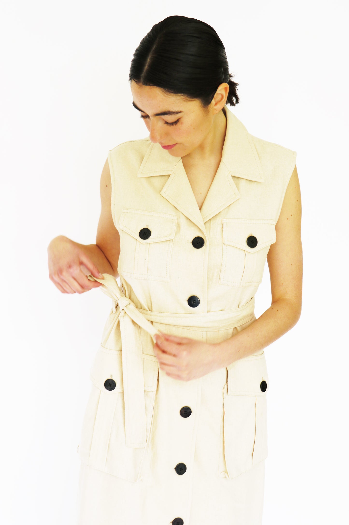 Vestido Cargo largo beige