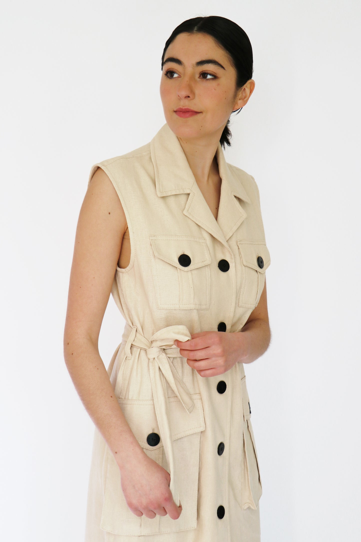 Vestido Cargo largo beige