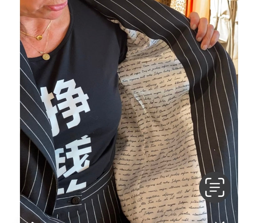 Blazer Lino Negro Rayas