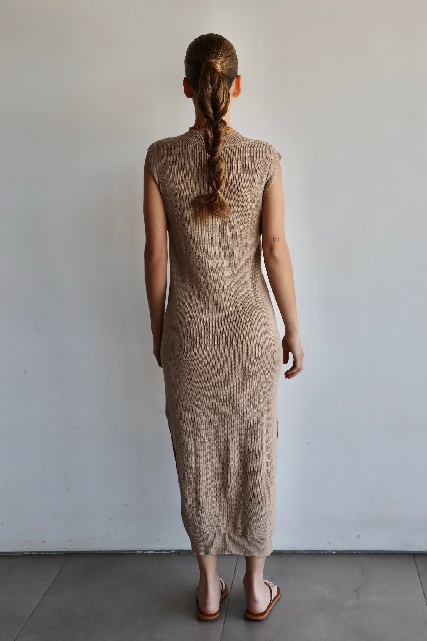 Vestido tejido beige