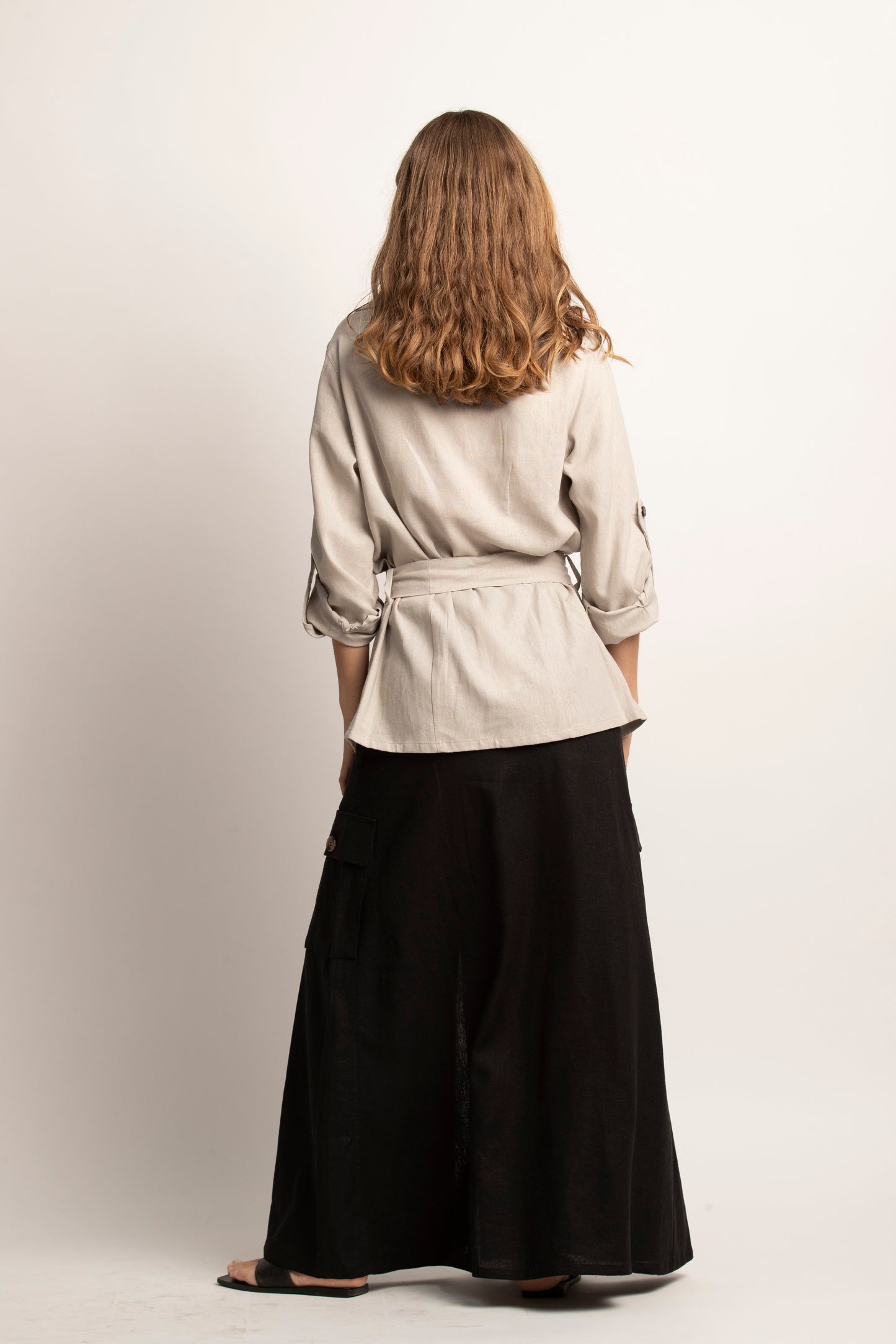 Camisa cargo larga arena