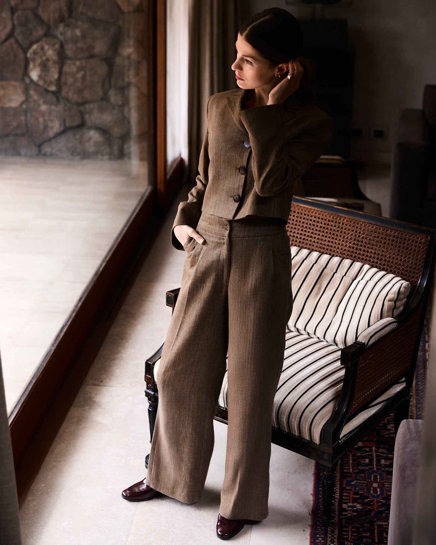 Pantalón Beige espiga