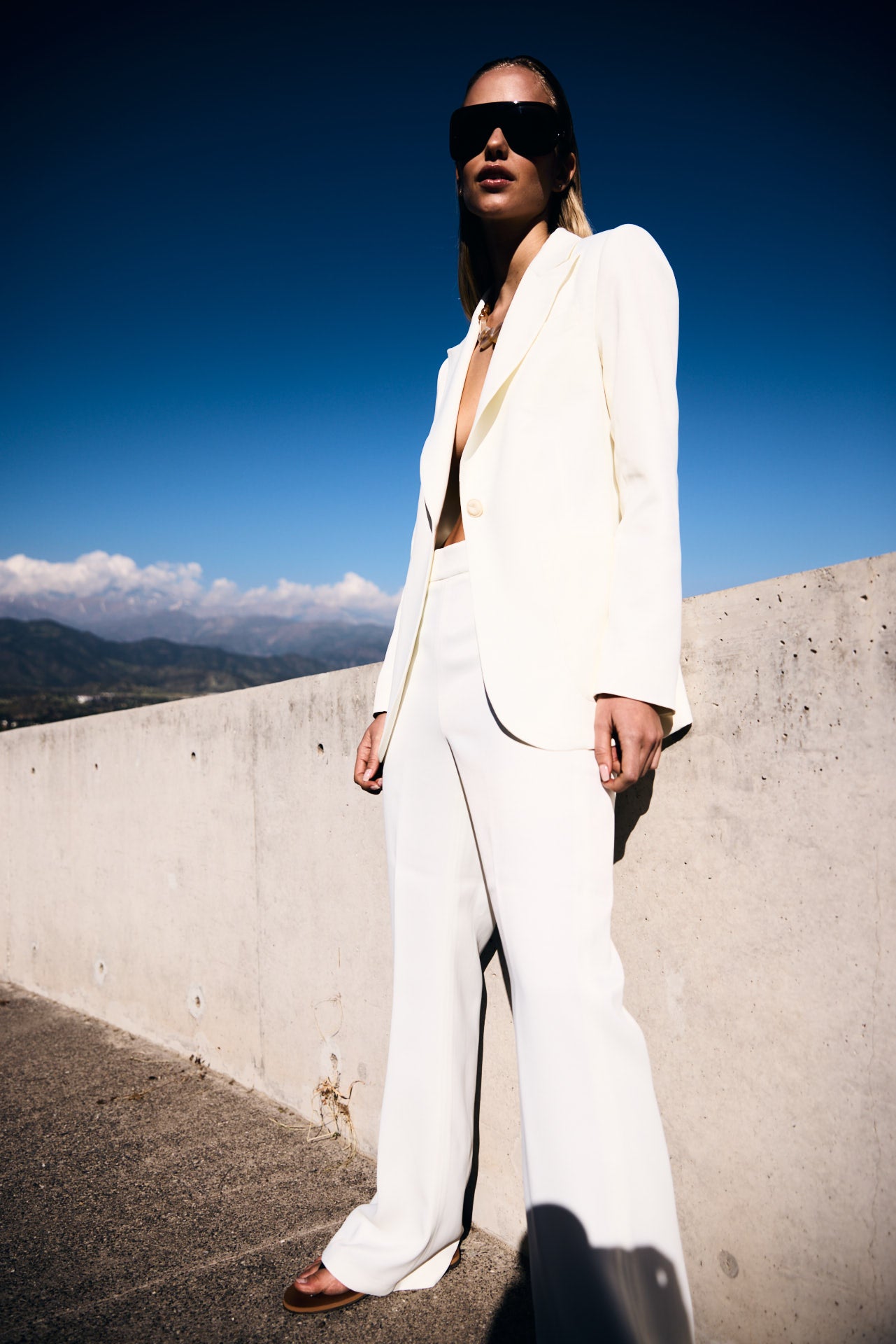 Pantalón flare Crepe Patou Blanco