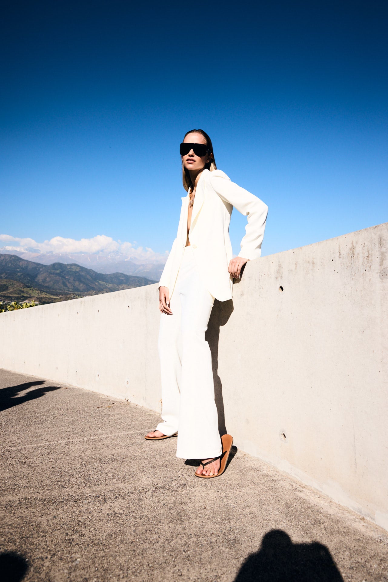 Pantalón flare Crepe Patou Blanco