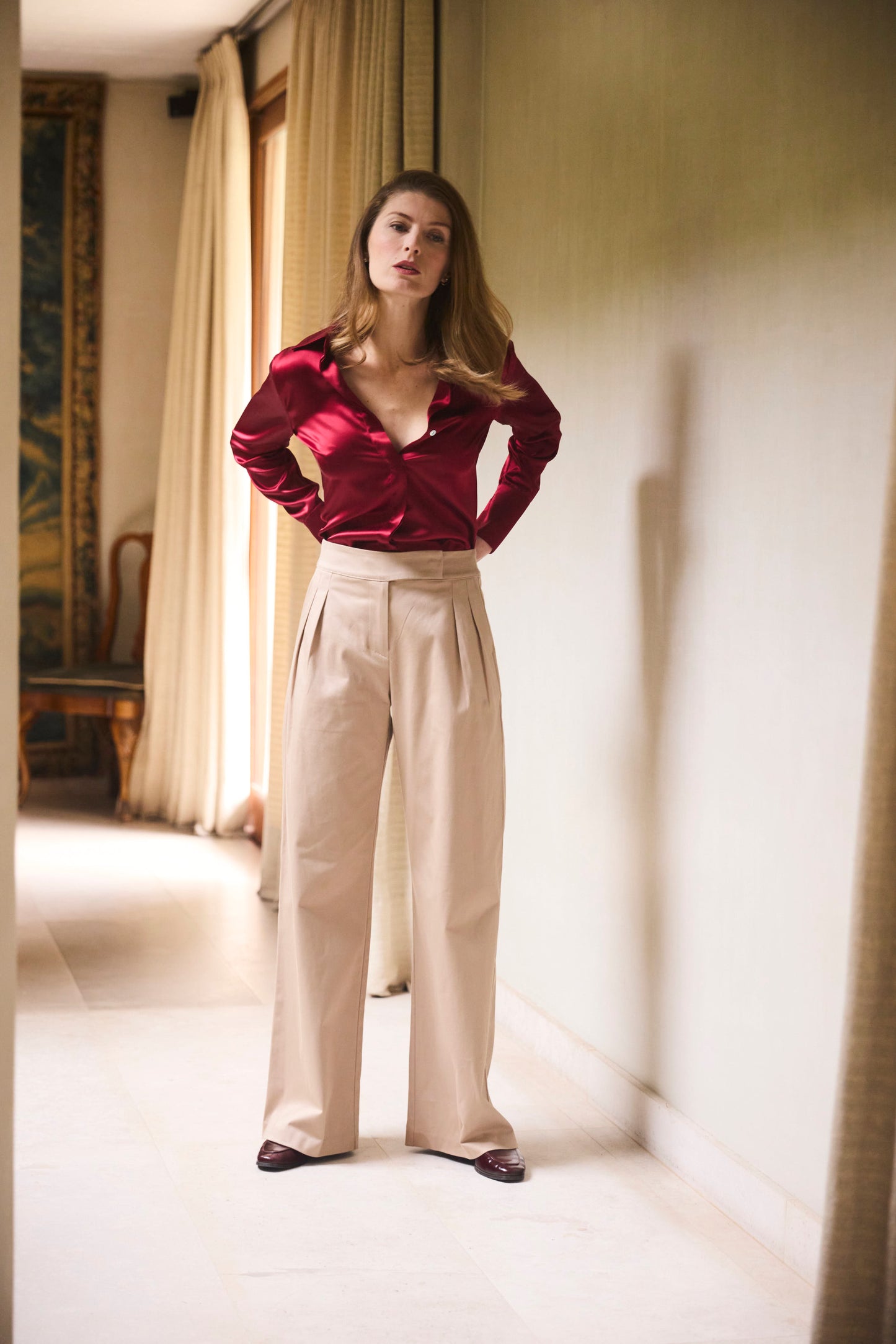 Blusa seda rojo italiano