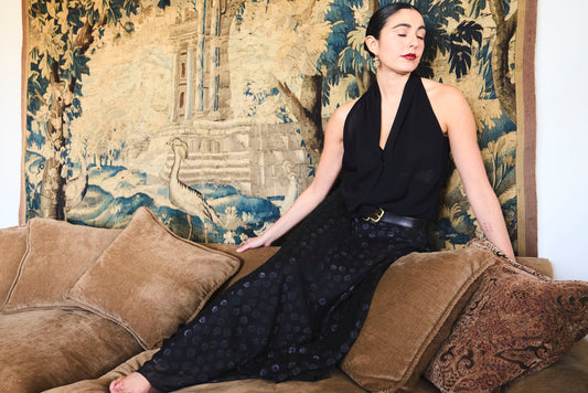 Pollera negra gasa doble