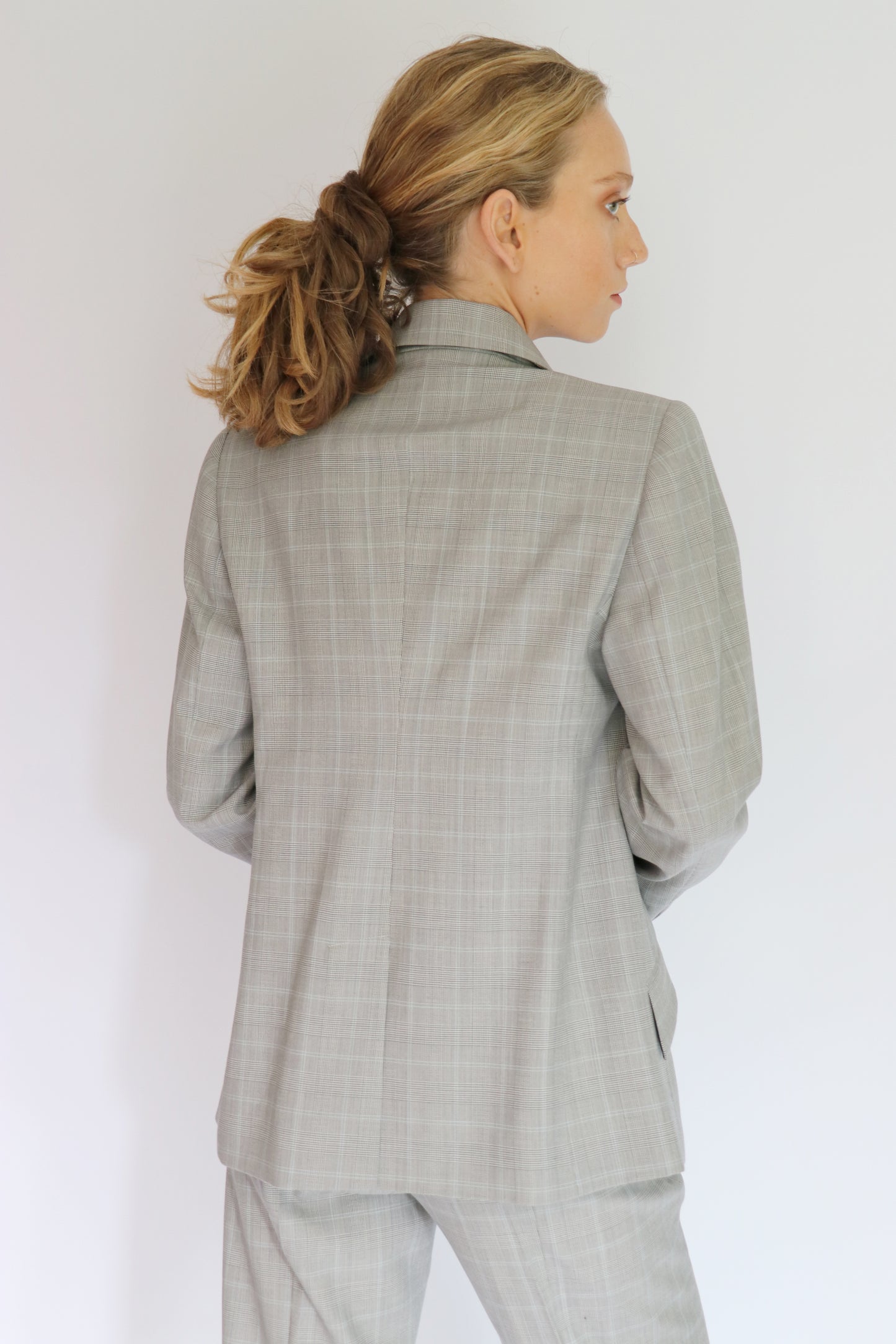 Blazer Clasic cuadrille gris claro