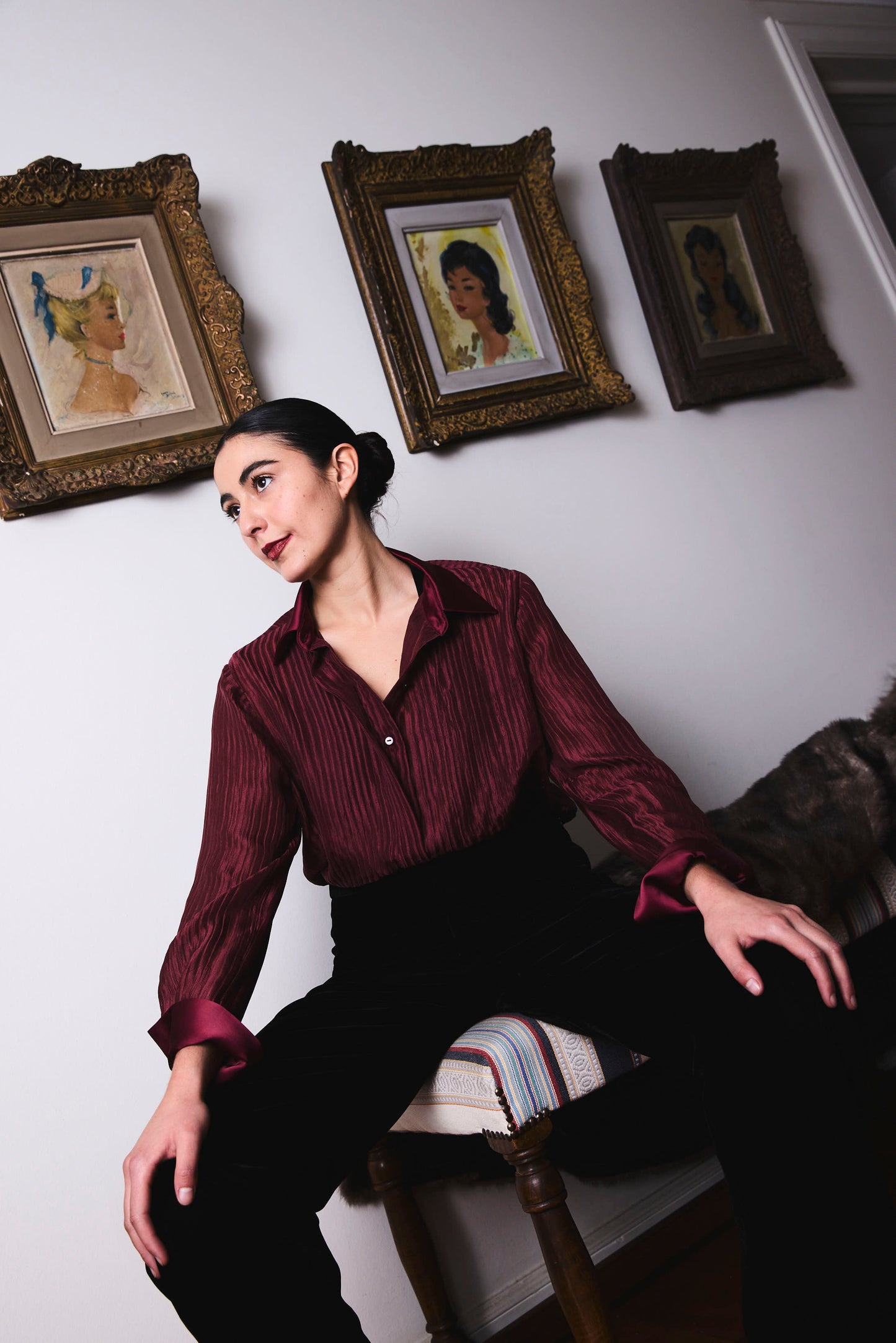 Blusa burdeo crepe de seda