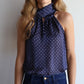 Blusa halter crepe azul con puntos