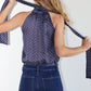 Blusa halter crepe azul con puntos