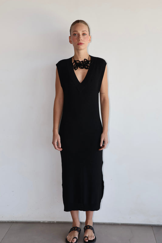 Vestido tejido negro