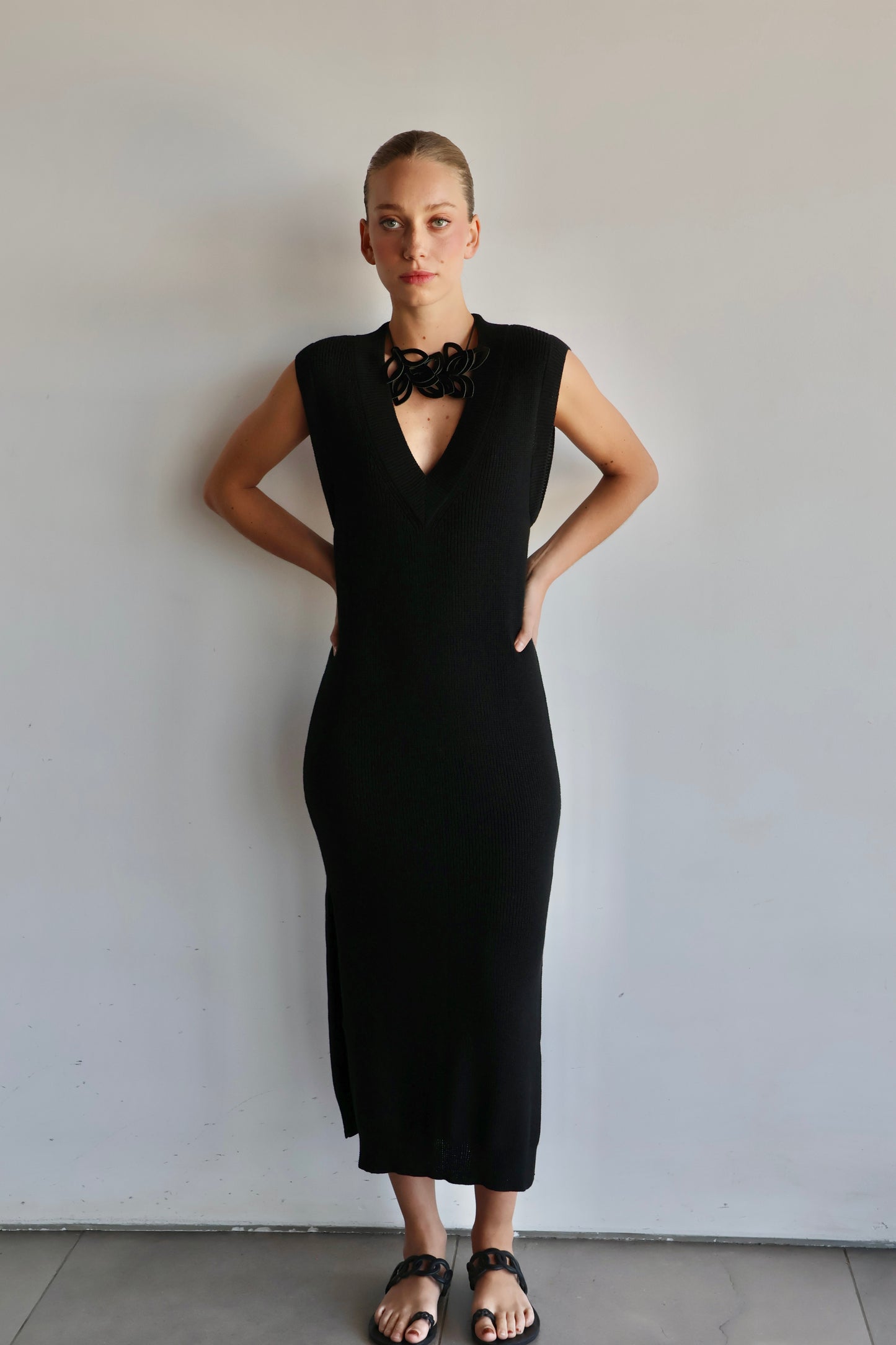 Vestido tejido negro