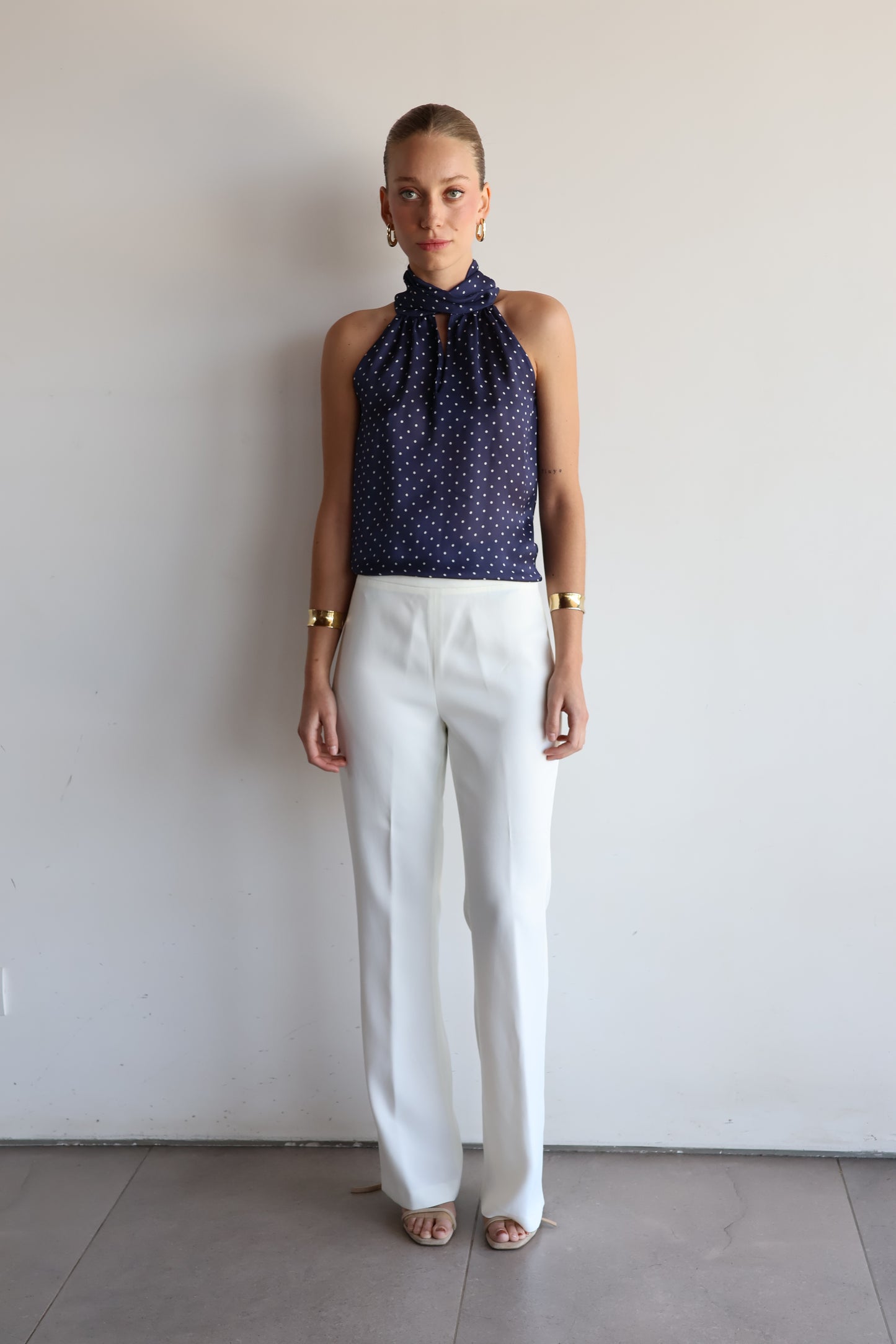 Pantalón flare Crepe Patou Blanco