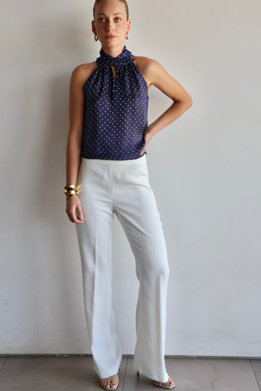 Pantalón flare Crepe Patou Blanco