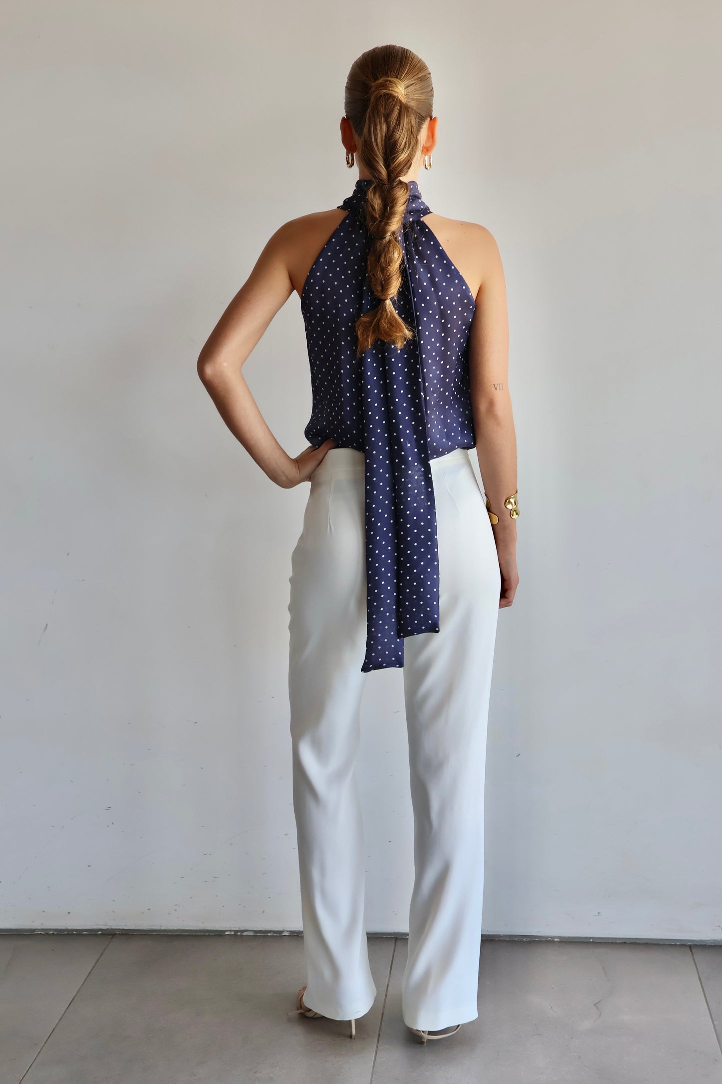 Pantalón flare Crepe Patou Blanco