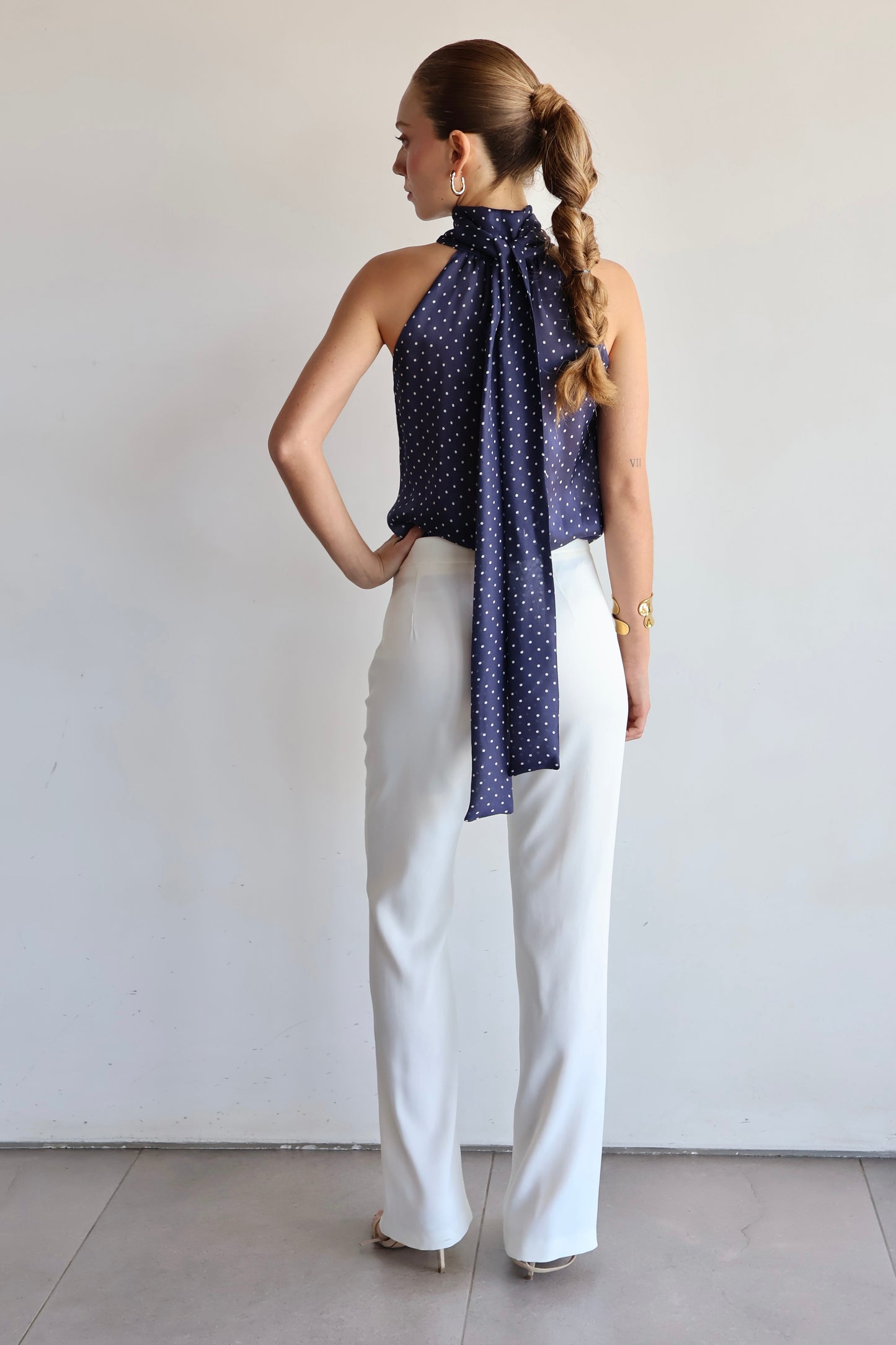 Pantalón flare Crepe Patou Blanco