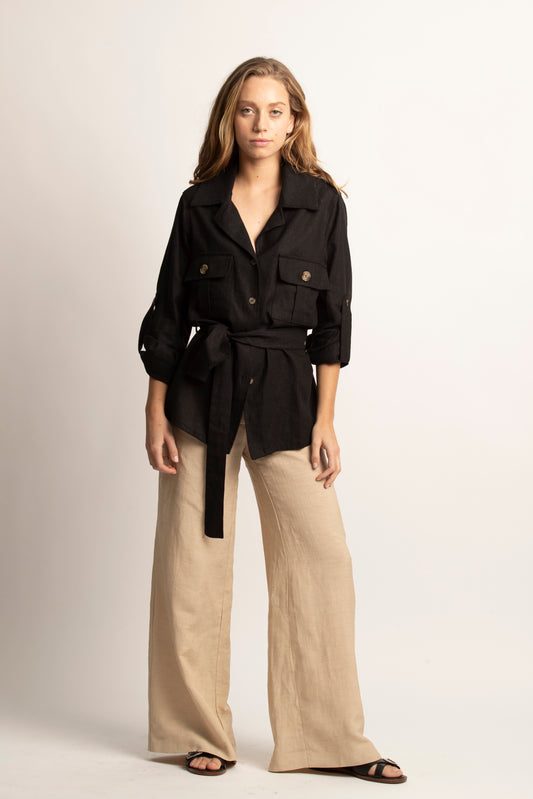 Camisa cargo negra larga