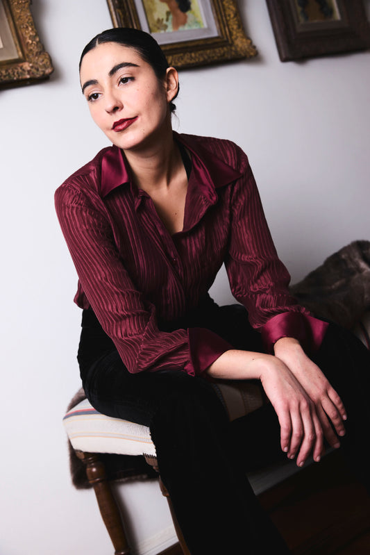 Blusa burdeo crepe de seda