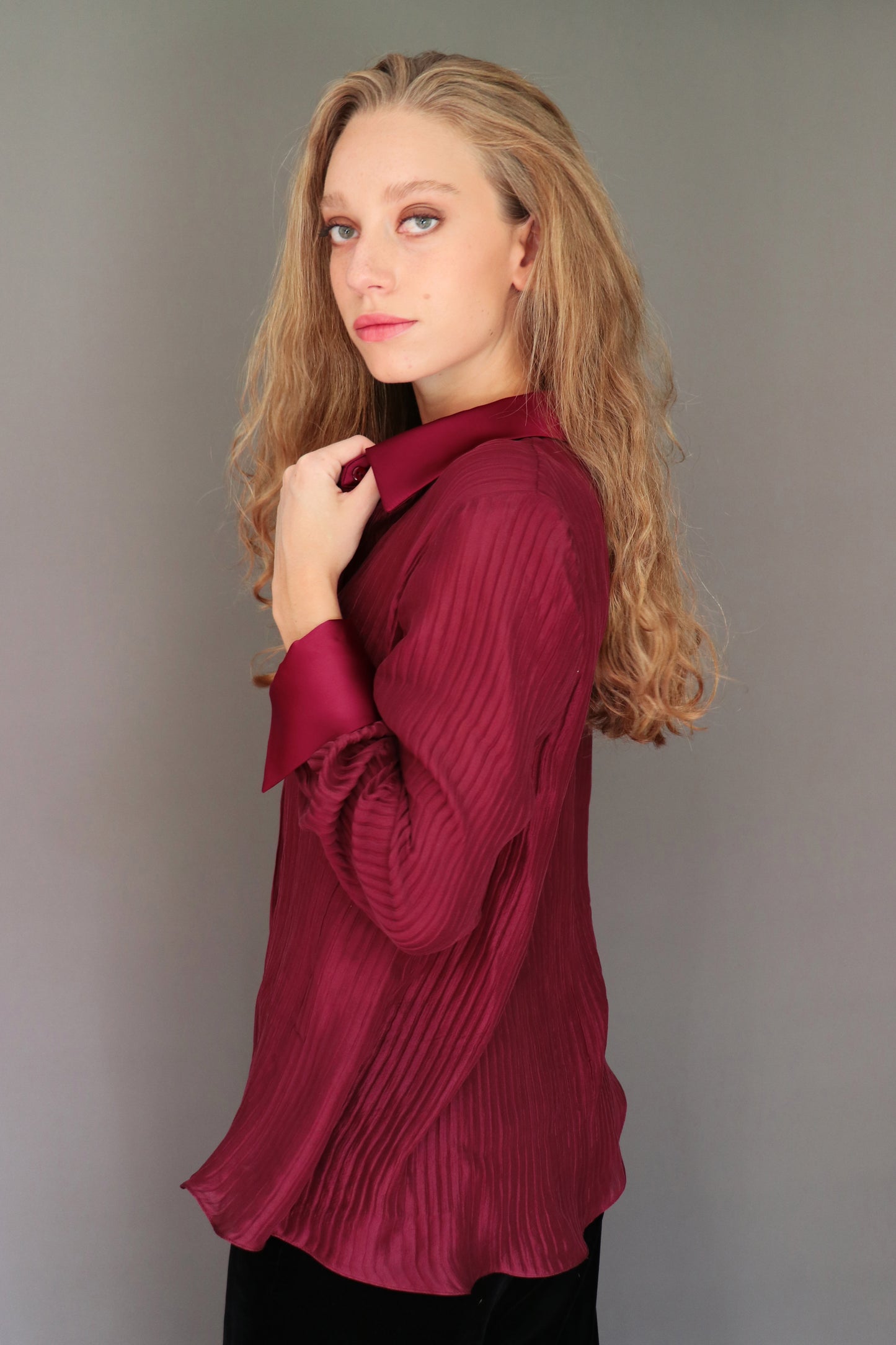 Blusa burdeo crepe de seda