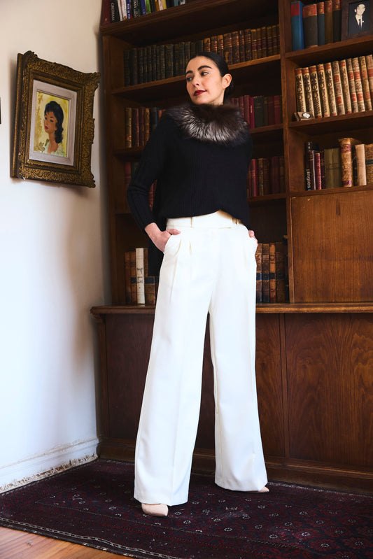 Pantalon lana blanco invierno